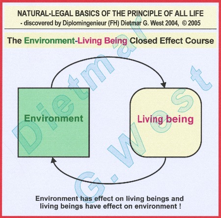 Natural-legal basics of the Principle of all Life: The CLOSED EFFECT-COURSE ENVIRONMENT-LIVING BEING (Representation Nr. 0.1)
